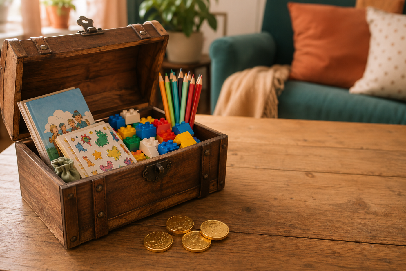 A treasure chest of prizes for a six-year-old